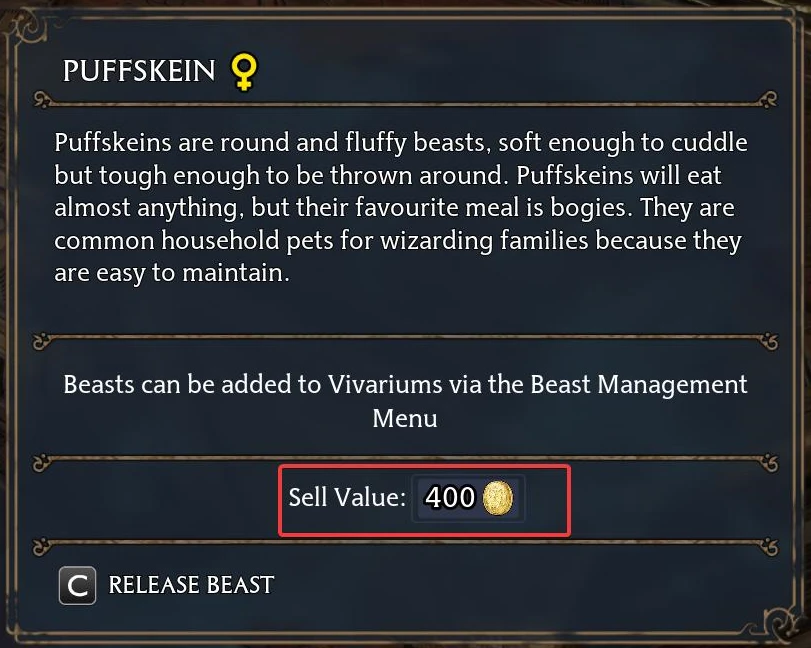 Increase beasts sell price